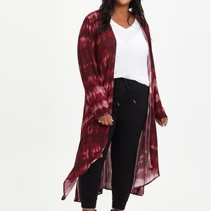 Torrid Wine Tie Dye Gauze Kimono